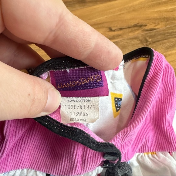 Vintage Pastel Triangle Geometric Print Toddler Blouse, 12 months, Made in USA - Picture 4 of 7